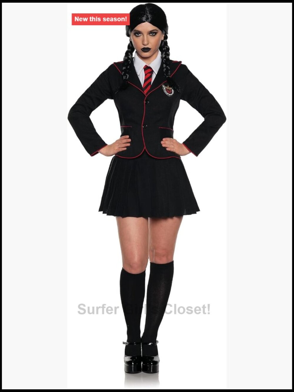 Gothic Schoolgirl Halloween Costume Dress Jacket Skirt Women Adult Party Cosplay